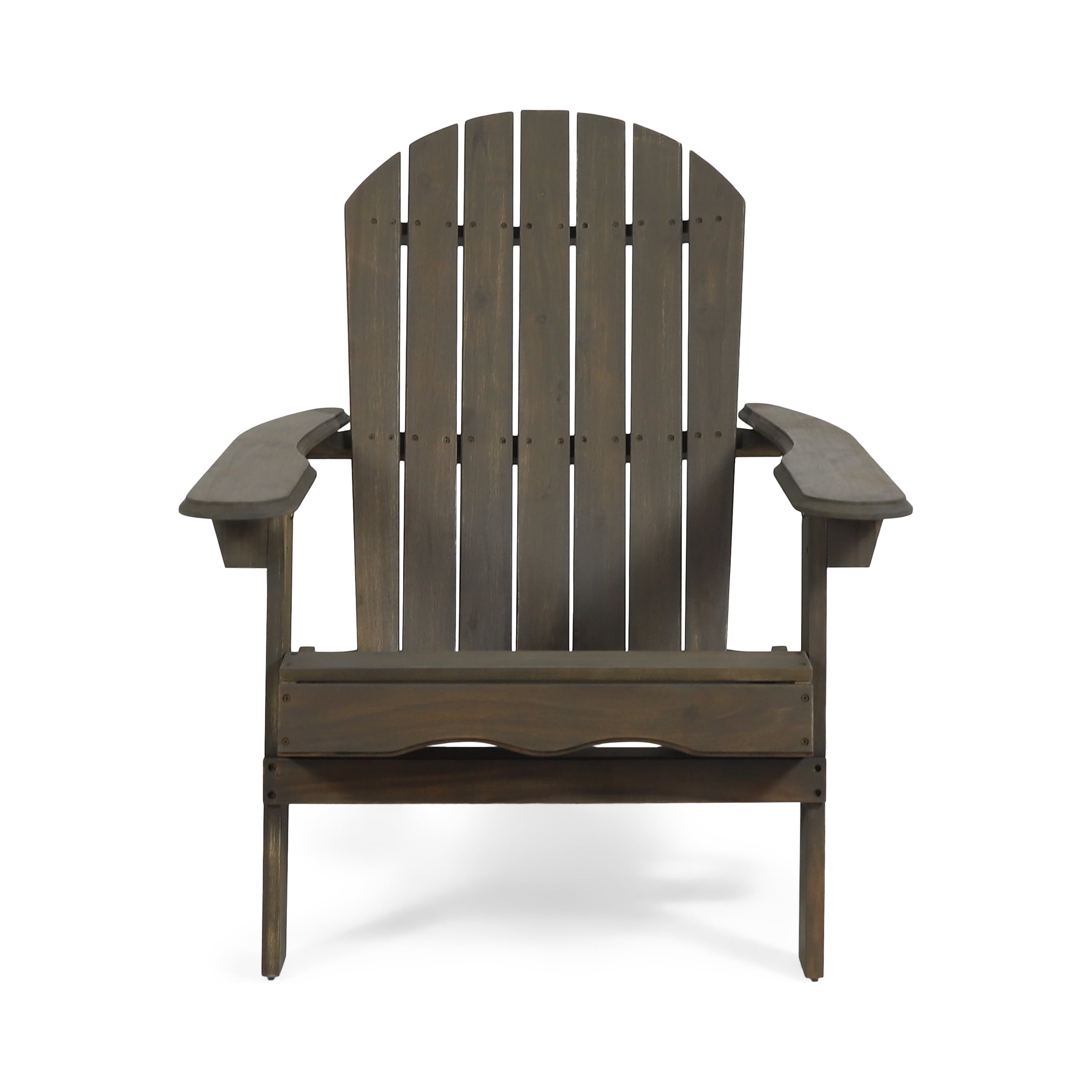 Ariel Outdoor Acacia Wood Folding Adirondack Chairs with Cushions (Set of 2), Gray and Dark Teal