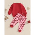 thumbnail image 5 of Toddler Baby Girl Valentines Day Outfit, 6 12 18 24 Months 2T 3T 4T Letter Long Sleeve Sweatshirt Heart Long Pants 2 Piece Clothing Set, 5 of 9