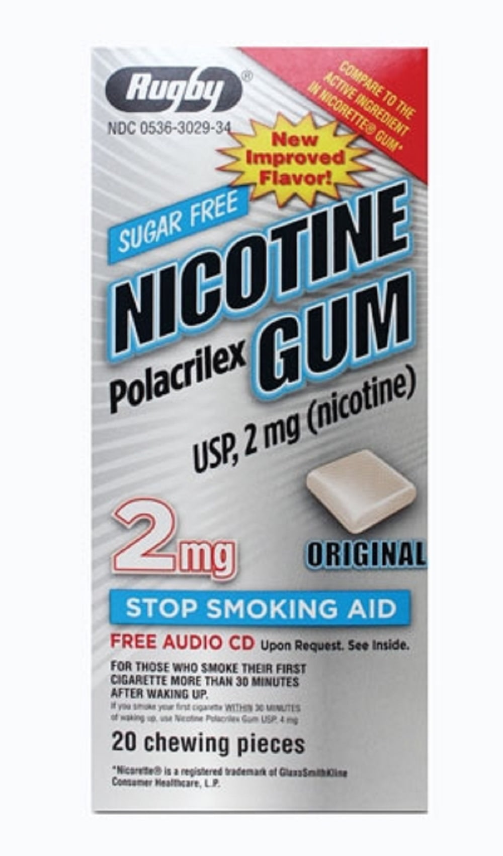 241RGRX RUGBY NICOTINE GUM 2MG NF NICOTINE POLACRILEX2 MG off white