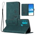 thumbnail image 1 of For Motorola Moto G71 Wallet Cover 5G, PU Leather Kickstand Credit Card Pocket Slots Wrist Strap Magnetic Folio Heart Patterned Embossed Flip Cover for Motorola Moto G71 5G, Green, 1 of 11