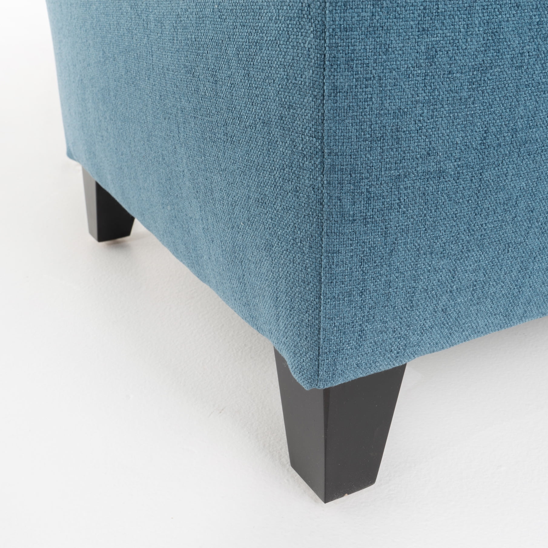 50" Storage Ottoman, Storage Ottoman Bench with Wooden Legs and Safety Hinge, Tufted Entryway Bedroom Bench, Holds up to 330 lb, for Living Room, Bedroom, Dark Blue