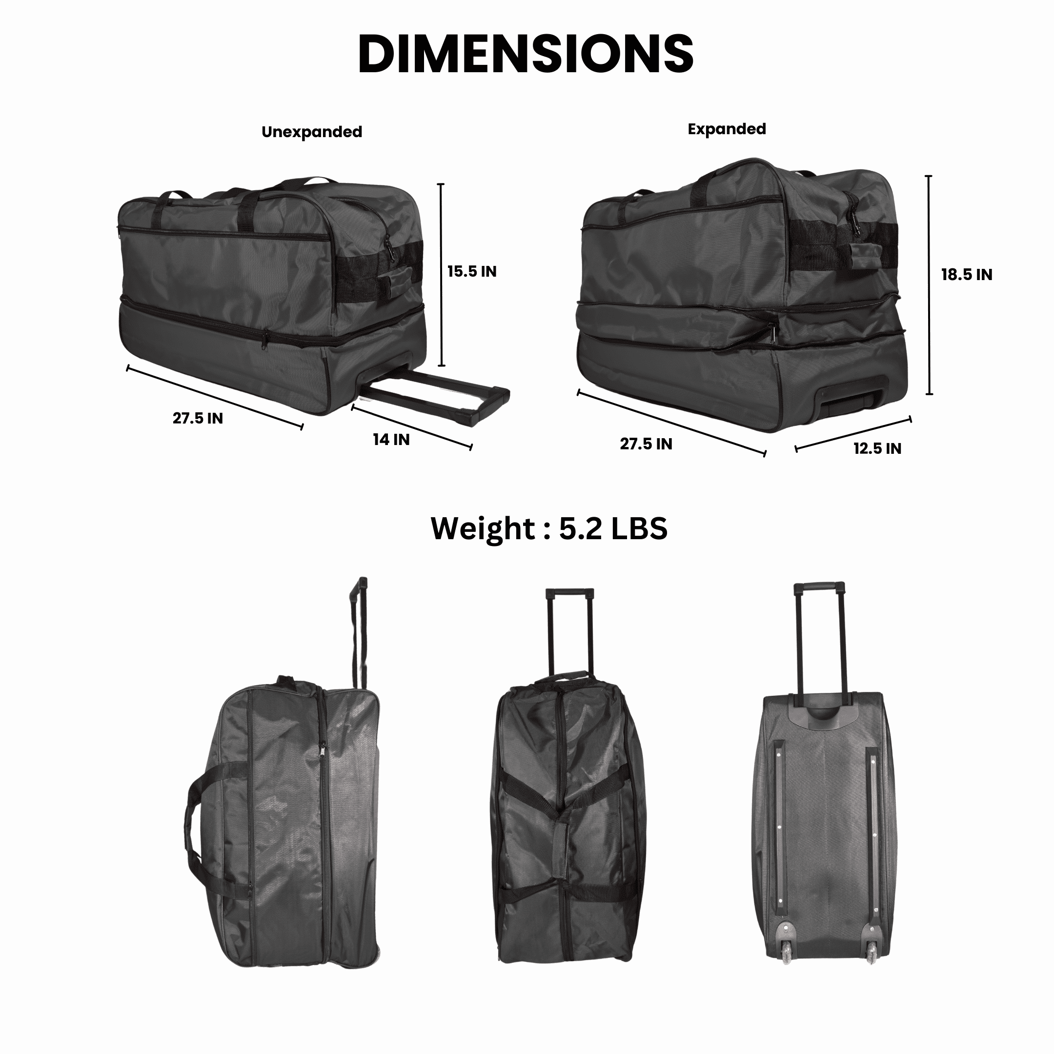 140L Extra Large Storage Duffle Bag Wheeled Collapsible Handle Bag Expandable and Handles Big Foldable Duffle Bag for Travel Black