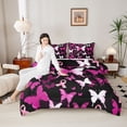thumbnail image 4 of Castle Fairy Gradient Butterflies Girl Full Size Comforter Sets,Pink Ribbon Bedding Sets, 4 of 8