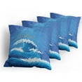 thumbnail image 5 of Ambesonne Marine Throw Pillow Cover 4 Pack, Fish and Wave in Ocean, 18", Violet Blue Orange, 5 of 7