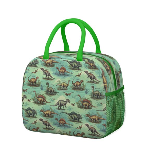 Womens Colorful Dinosaurs Scientific Name Pattern Lunch Box for Work,Insulated Lunch Bag for Women,Loncheras Para Mujer,Leakproof Adult Lunch Bag for Work,Beach,Travel,Picnic,Camping