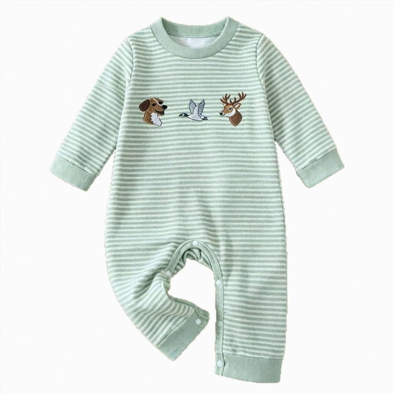 mgoYE Preemie Boy Clothes Newborn Baby Boy Fall Outfit Romper Hi I'm New Here Dinosaur Print Long Sleeve Jumpsuit Bodysuit Cute Infant Clothes Size 12-18 Months
