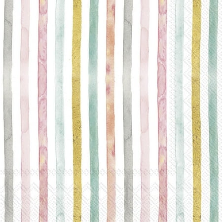 IHR Ideal Home Range Party Napkins Disposable 3-Ply Paper Lunch Napkin Pack, 6.5" x 6.5", Flamingo Fever Stripe (Rose), 20-Count