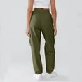 thumbnail image 6 of Wiicoznt Cargo Pants Women Elastic Waist Solod Color Long Workout Cargo Pants with Pockets Fashion Hiking Outdoor Stretch Lightweight Pants, 6 of 6