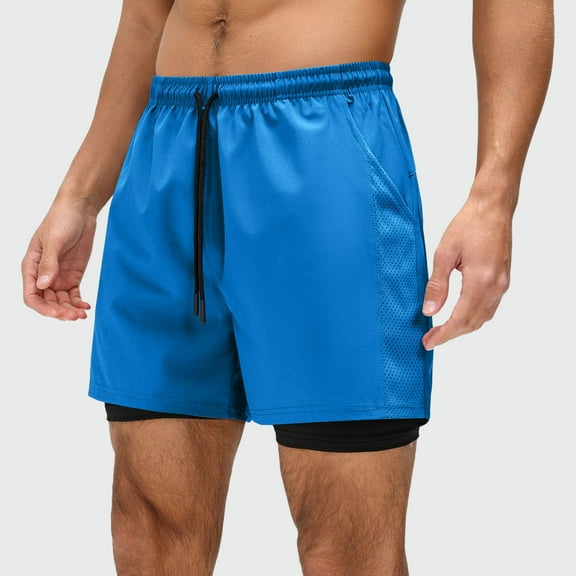 BLCHUNen Running Shorts for Mens 2 In 1 with Pockets Lightweight Stretch Quick Drying Gym Basketball Shorts