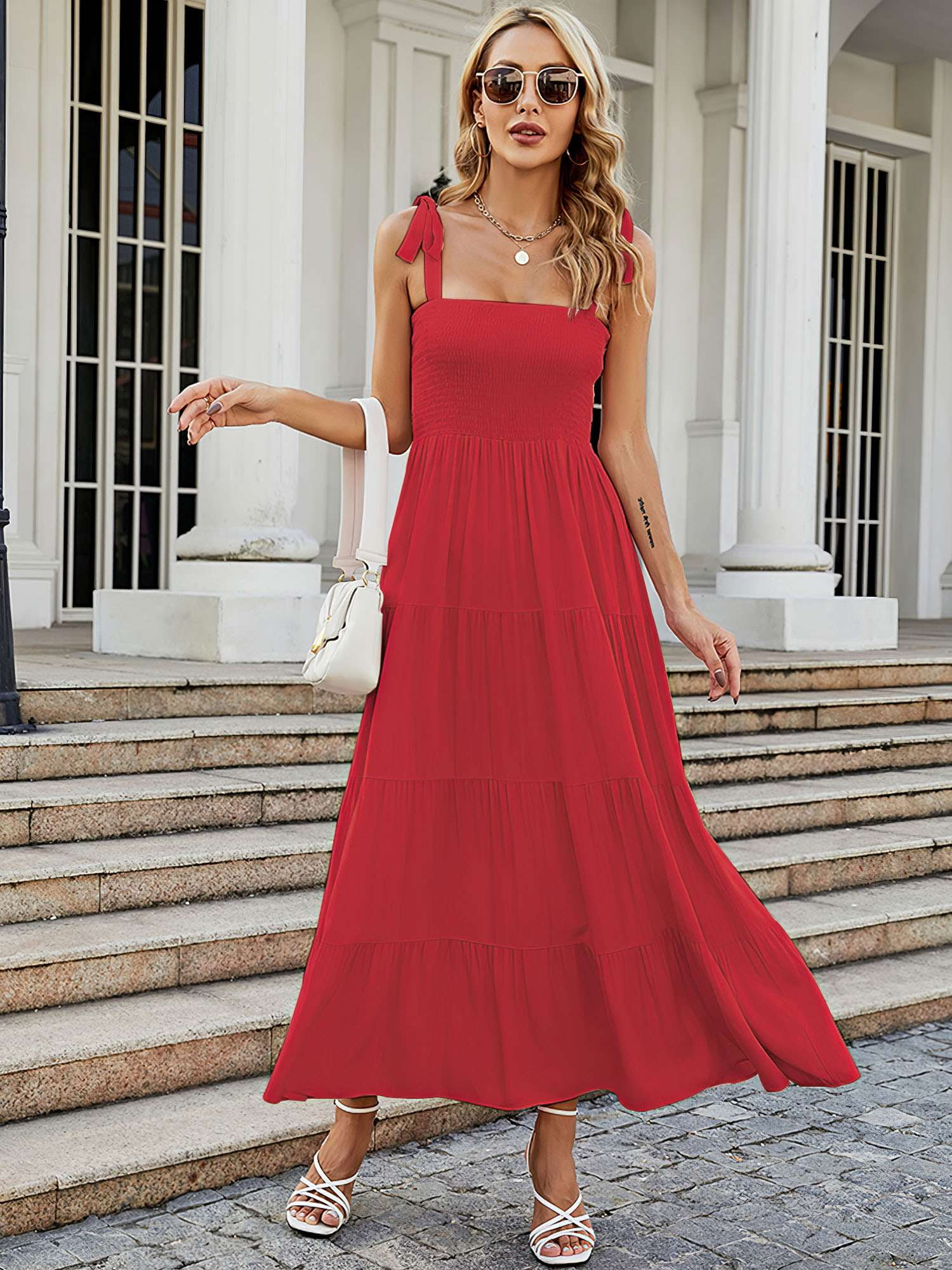 maxi birthday dress Crepe Birthday Dresses Women Floral Print Maxi-Length Flared Fit