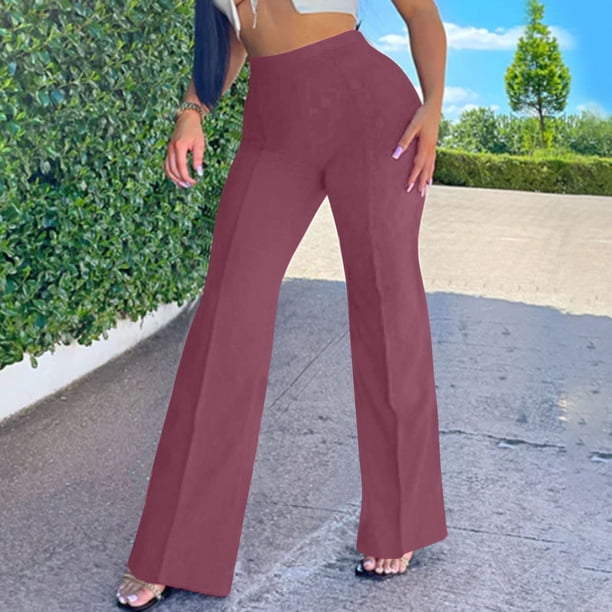 Tbopshirt Fashion Ladys High Waisted Pants Fashion Women Comfortable Solid Color Leisure Pants High Waist Pants