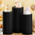 thumbnail image 2 of ABPETE Cylinder Pedestal Covers Set of 3 Black Cylinder Stands for Party Covers Spandex Pedestal Cover Cylinders Liner for Parties Cake Plinth Stand Fabric for Prom Birthday Baby Shower Decoration, 2 of 12