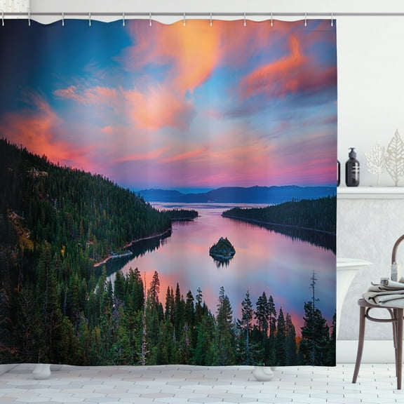 Ambesonne Lake Tahoe Shower Curtain, California Photo, 69"Wx75"L, Multicolor