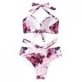 thumbnail image 6 of Women's Bikini Set Underwire Steel Bra Fashion Digital Print High Waist Two Piece Sexy Swimsuit for Beach Summer Vacation,Pink,XL, 6 of 8