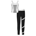 thumbnail image 4 of Raenseen Kids Girls Hip Hop Dance Outfit Girls Sparkly Camisole Tank with Shiny Rhinestones Pants Silver 8, 4 of 9
