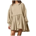 thumbnail image 2 of EQWLJWE Robes d'Automne pour Femmes 2023 Mode Femmes Décontracté Ample Col Rond Manches Longues Robes Imprimées Confortables Robe Chandail Fluide Robes d'Automne pour Filles Robes de Retour 2023, 2 of 9