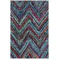 thumbnail image 3 of SAFAVIEH Nantucket Akilah Zigzag Stipes Cotton Runner Rug, Blue/Multi, 2'3" x 9', 3 of 11
