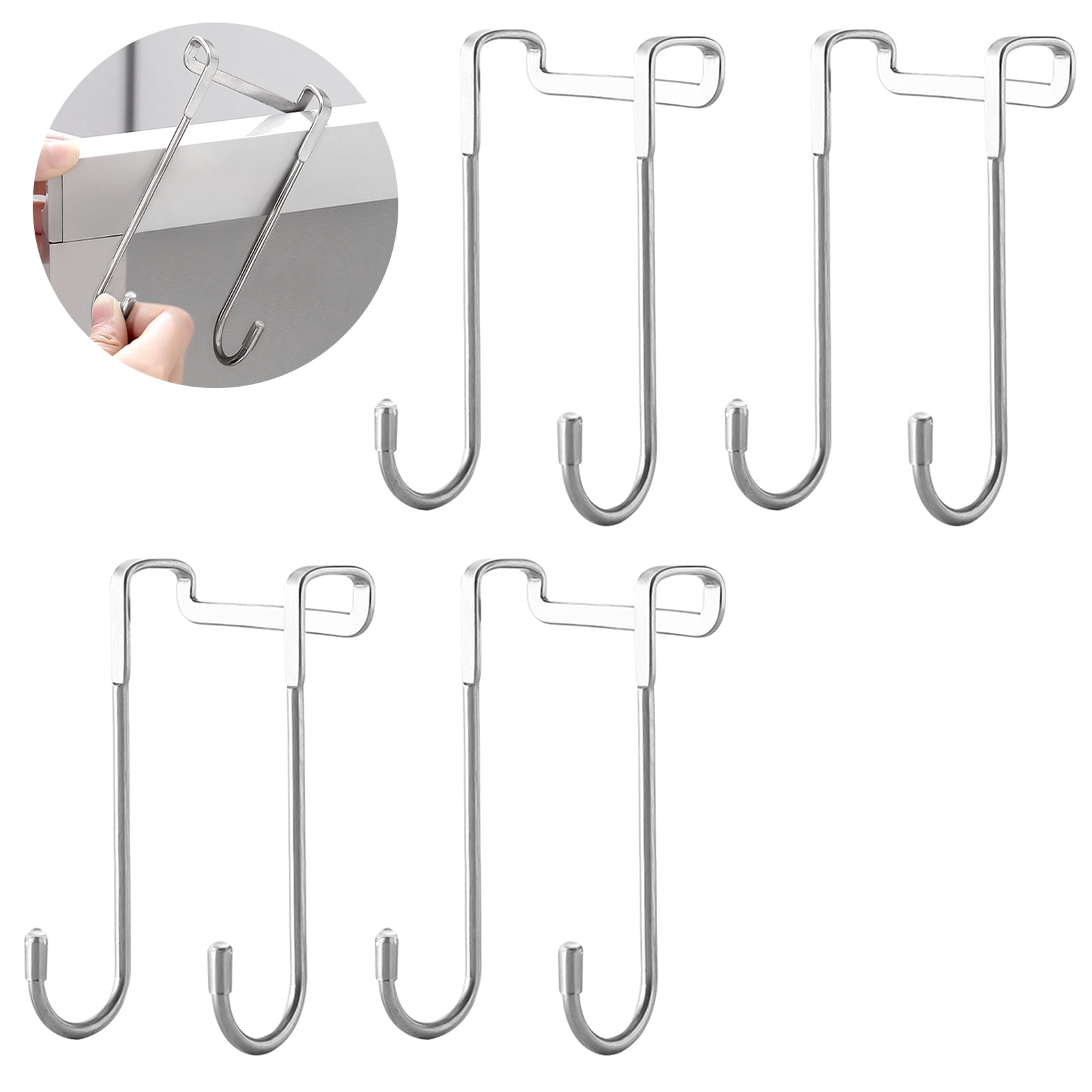 WWW Over the Door Hooks,4 Pack Stainless Steel Door Hanger Hooks,Double