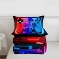 thumbnail image 4 of Red Blue Gaming Red King Size Comforter Set - Gamer Comforter Bedding Sets, Neon Lights Abstract Geometry Design Gamer Room Decor, 4 of 7