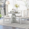 thumbnail image 2 of 5-Piece Retro Functional Dining Set, 1 Extendable Table With A 16-inch Leaf And 4 Upholstered Chairs For Dining Room And Kitchen (Antique White), 2 of 22