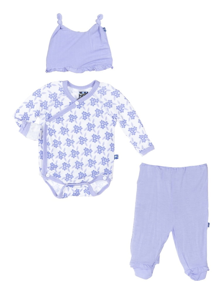 KicKee Pants Baby Girls Ruffle Kimono Newborn Gift Set Me Not Floral