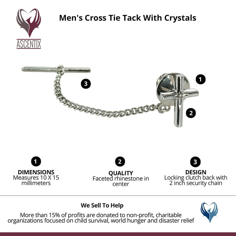 Ascentix Cross Tie Tack with Crystal Center (Men) 