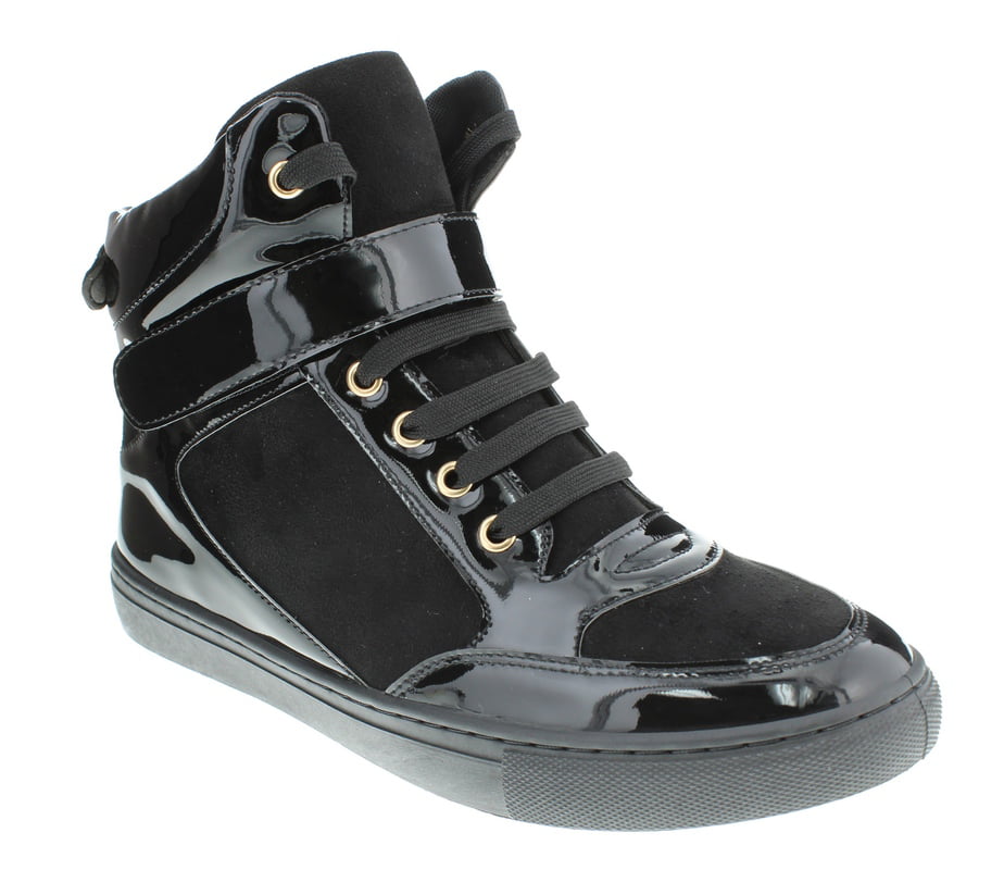 Moca Sneaker-02 Women's Casual Faux Leather High Top Sneaker, Black 7.5 ...