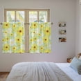 thumbnail image 3 of Farmhouse Daisy Kitchen Curtains 45 Inch Length, Spring Watercolor Yellow White Floral Green Tiers Curtains for Bathroom Bedroom Cafe, Light Filtering Small Window Treatment Drapes 2 Panels 42"Wx45"L, 3 of 8