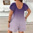 thumbnail image 4 of LADIGASU Women's Round Neck Short Plus Size Puff Sleeve Printing Pockets Casual Trendy Jumpsuit, 4 of 5