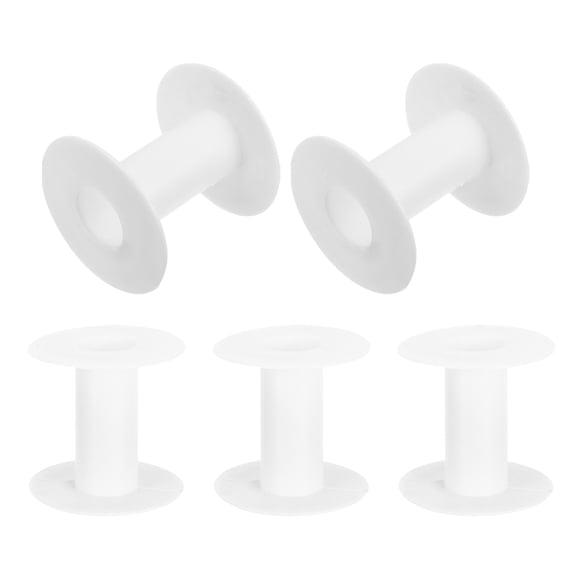 5 Pcs Empty White Plastic Spools for Ribbon Thread String Bobbin Wire Weaving Embroidery and Sewing Machine Craft