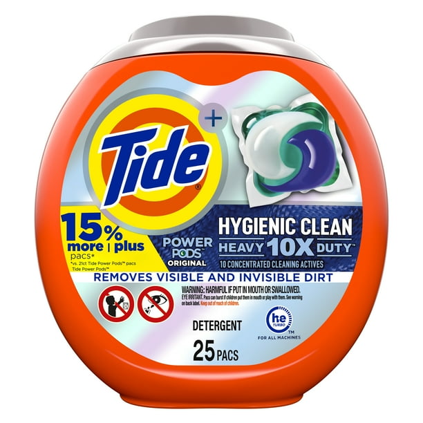 Tide Power PODS Laundry Detergent Pacs, Hygienic Clean, Original, 25 ct