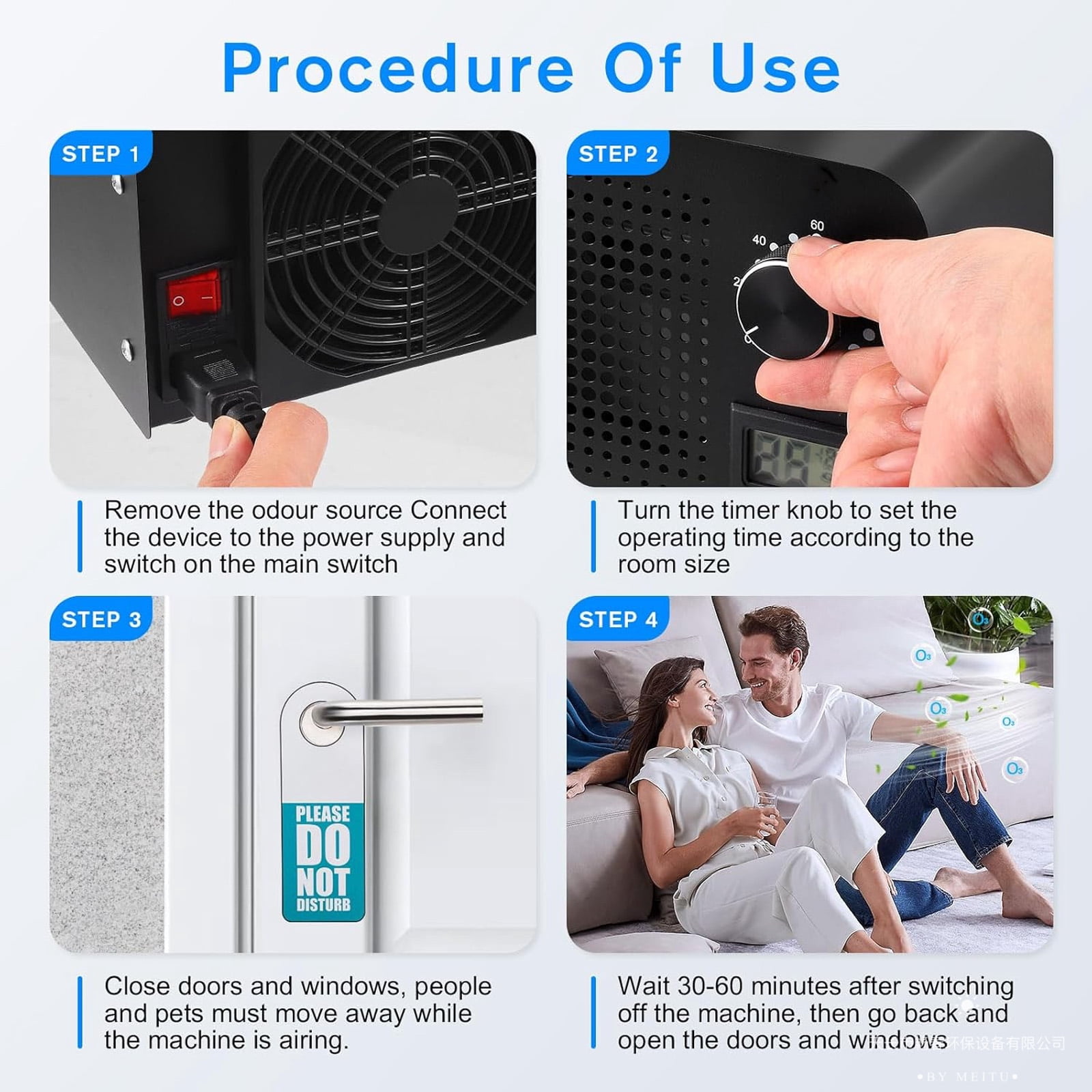 HQinX Ozone Generator 60000mg/h,Portable Ozone Machine with Hygrometer & Timer for Removes Odors,Air Purifier for Home & Car,Offices