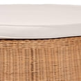 thumbnail image 2 of bali & pari Palm Scallop Natural Rattan Ottoman with Cushion, 2 of 6