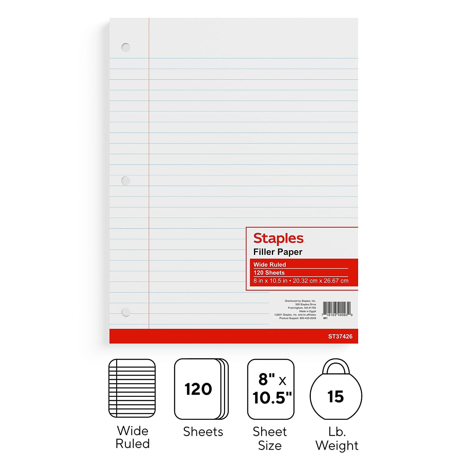 Staples Wide Ruled Filler Paper 8 X 10 1 2 120 Pack 37426M staples-wide-ruled-filler-paper-8-x-10-1-2-120-pack-37426m