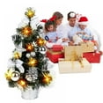 thumbnail image 6 of 15.7-inch Pre-Lit Battery Operated Tabletop Mini Artificial Christmas Tree Decor with UL-Certified LED Lights, Red Berries, Gold Ornaments, Silver(Battery Not Included), 6 of 12