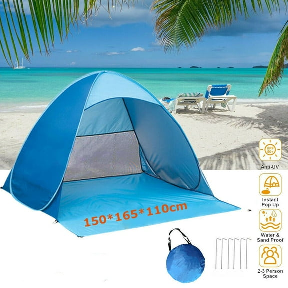 Costyle Pop Up Camping Tent for 2-3 Persons Outdoor Beach Portable Dome Tent Sun Shade Fishing Canopy, Blue
