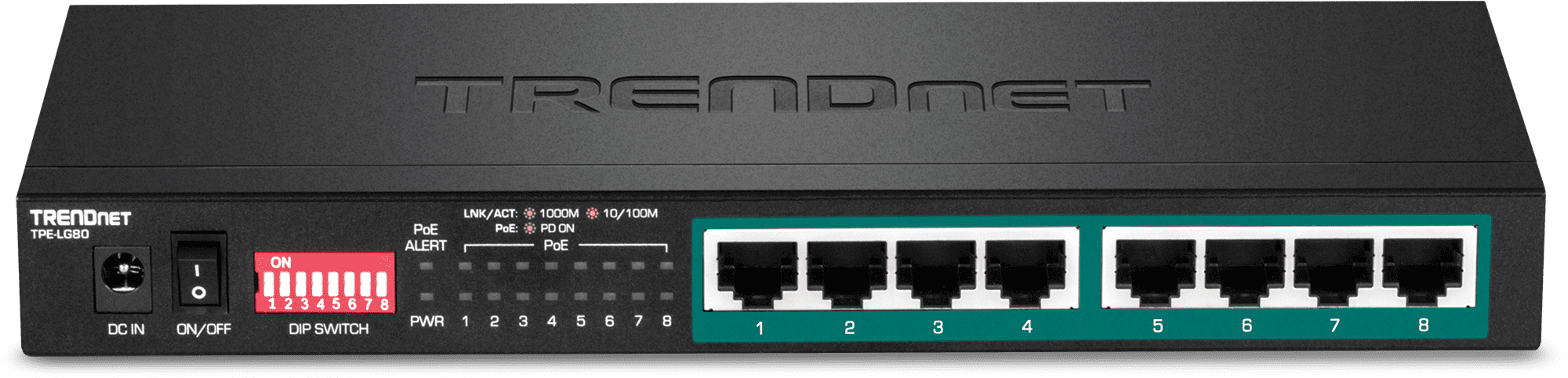 TRENDnet TPE-LG80 8-Port Gigabit Long Range PoE+ Switch