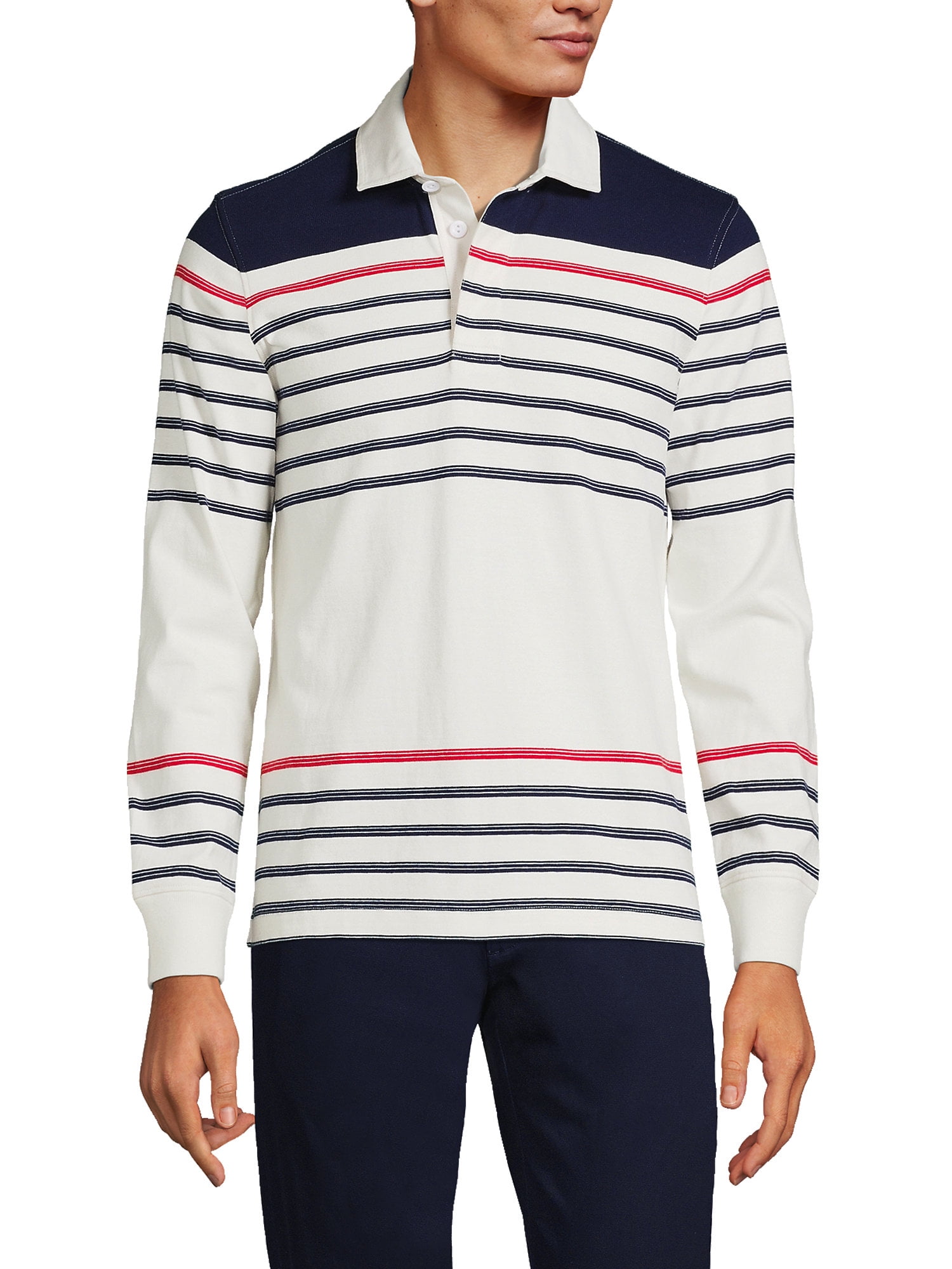 Lands End Men s Long Sleeve Solid Rugby Shirt Big and Tall Walmart