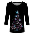 3/4 Sleeve Christmas T Shirts for Women,Merry Christmas Tree Shirt for