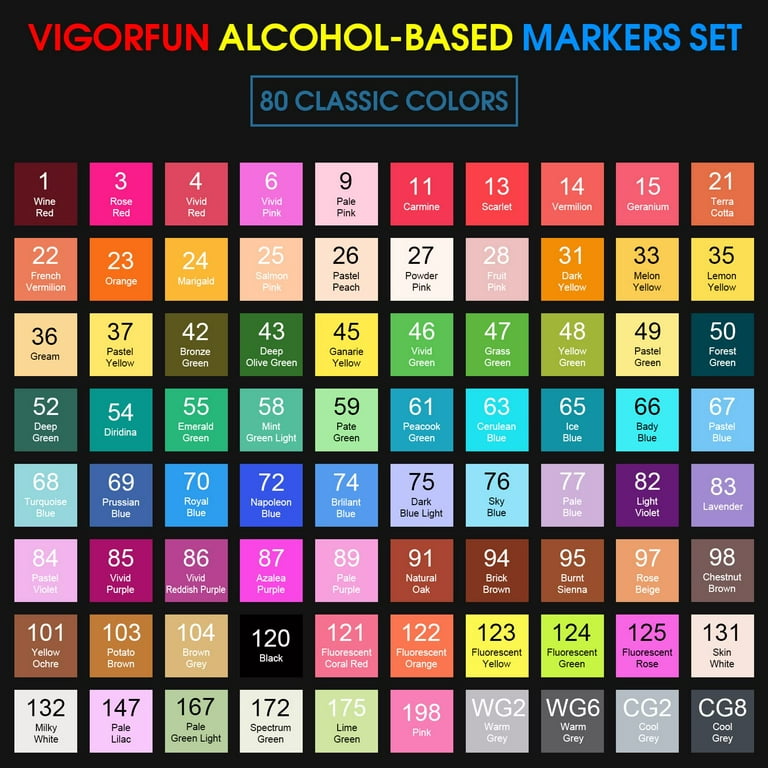  VigorFun 88 Colors Alcohol Markers Permanent Dual