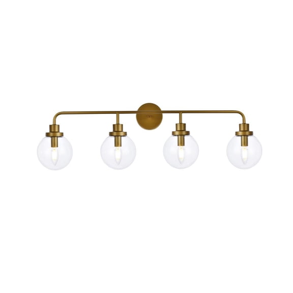 Hanson 4 lights bath sconce in brass with clear shade