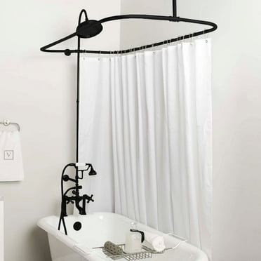 Mason Hill 54 Inch Clawfoot Tub Deck Mount Shower Enclosure with Faucet and Rain Shower Head