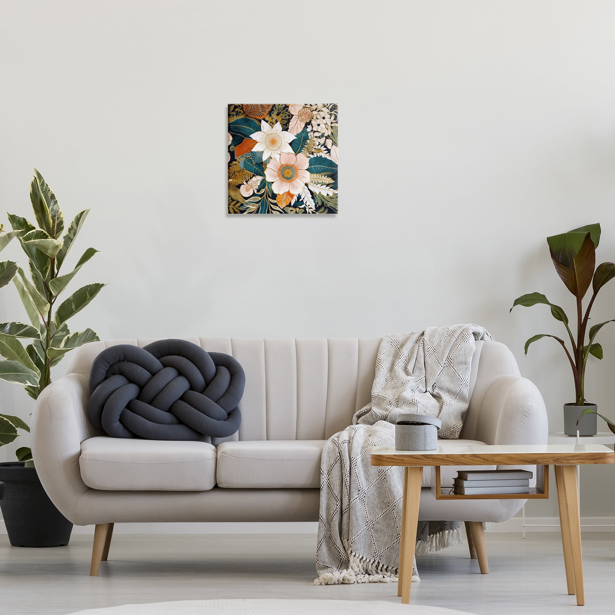 Stupell Industries Eclectic Floral Pattern Botanical & Floral Painting Gallery Wrapped Canvas Art Print Wall Art, 17 x 17