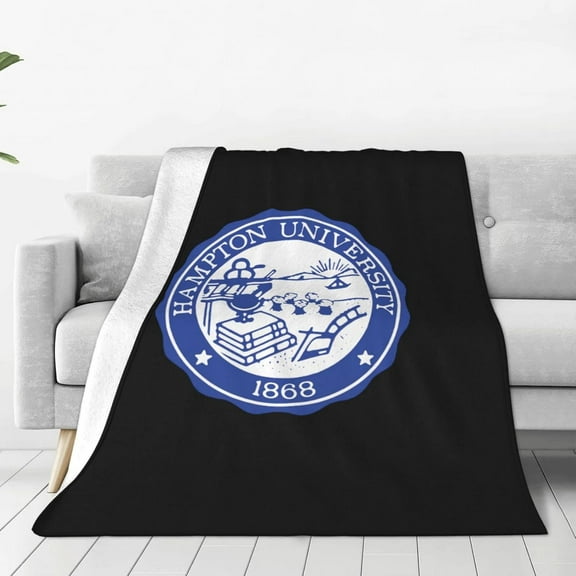 Hampton University Logo Fleece Blanket, Very Soft Microfiber Flannel Blanket for Couch Warm and Cozy for All Seasons