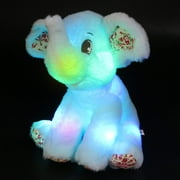 Bstaofy Musical LED Elephant Plush Blue Cozy Floppy Stuffed Animals Lullabies Nightlight Bedtime Toy for Kids Birthday for Toddlers (Music)