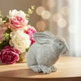 thumbnail image 4 of Urban Cement Sitting Rabbit Figurine with Combed Design Body Antique Finish Green, 4 of 8