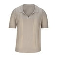 thumbnail image 3 of Men's Knitted Solid Color Short Sleeve Textured Casual Golf Shirt Summer Stretch Slim Lapel T-Shirt, 3 of 6