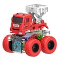 thumbnail image 3 of Light Up Gear Fire Truck Toy - With Transparent Gear Mechanism, Flashing Lights, Big Red Tires For Kids, Boys, Girls For Playtime, Imaginative Play, Firefighter Themed Fun, 3 of 7