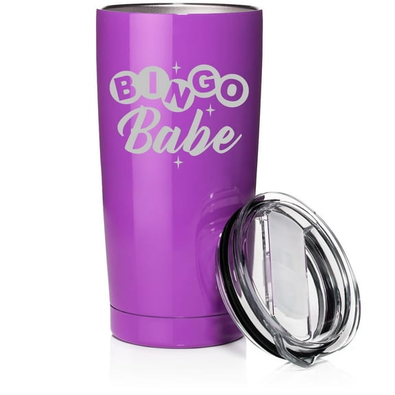 Smooth Body Tumbler Stainless Steel Vacuum Insulated Travel Mug Cup Gift Bingo Babe (20 oz, Purple)