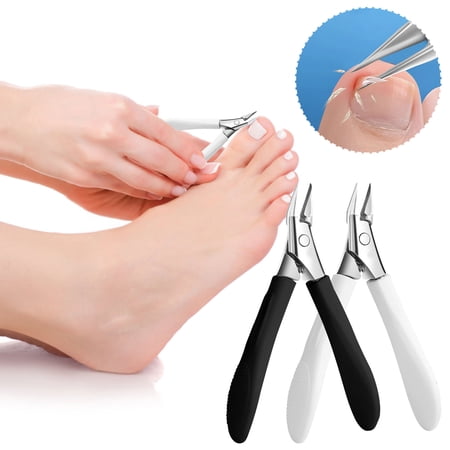 FEOLGEHLY Ingrown Nail Clippers Eagle Beak Pointed Tip Stainless Steel Nail Trimmer for Dead Skin Removal Professional Nail Care and Cuticle Nipper for Hohold Pedicure (Black)